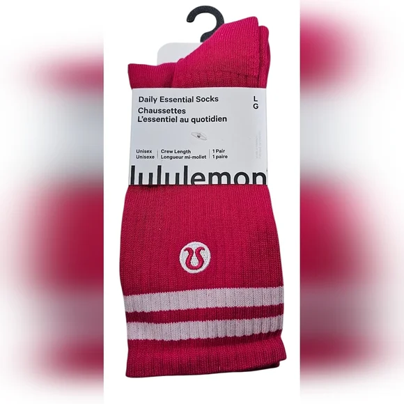 Lululemon Athletica Unisex Large Daily Essential Crew Socks Pink Socks. New - Picture 4 of 5